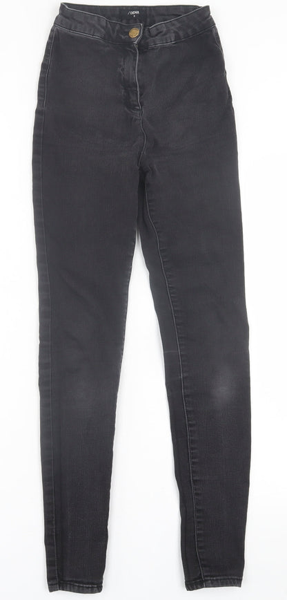 Matalan Womens Black  Cotton Skinny Jeans Size 8 L28 in Regular Button