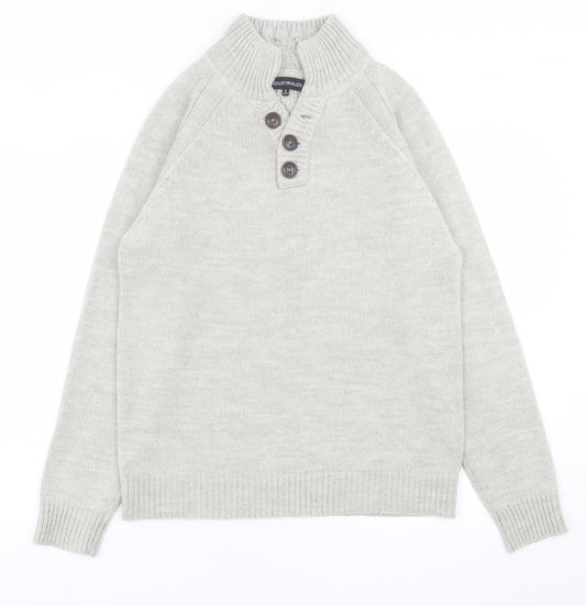 Industrialize Mens Grey High Neck  Acrylic Pullover Jumper Size S