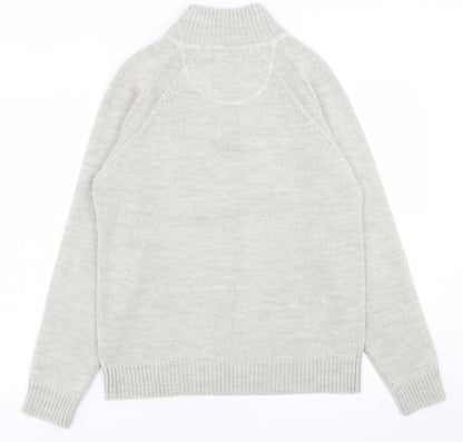 Industrialize Mens Grey High Neck  Acrylic Pullover Jumper Size S