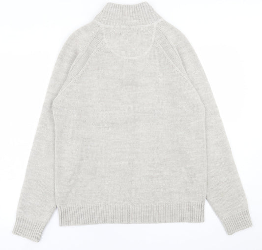 Industrialize Mens Grey High Neck  Acrylic Pullover Jumper Size S