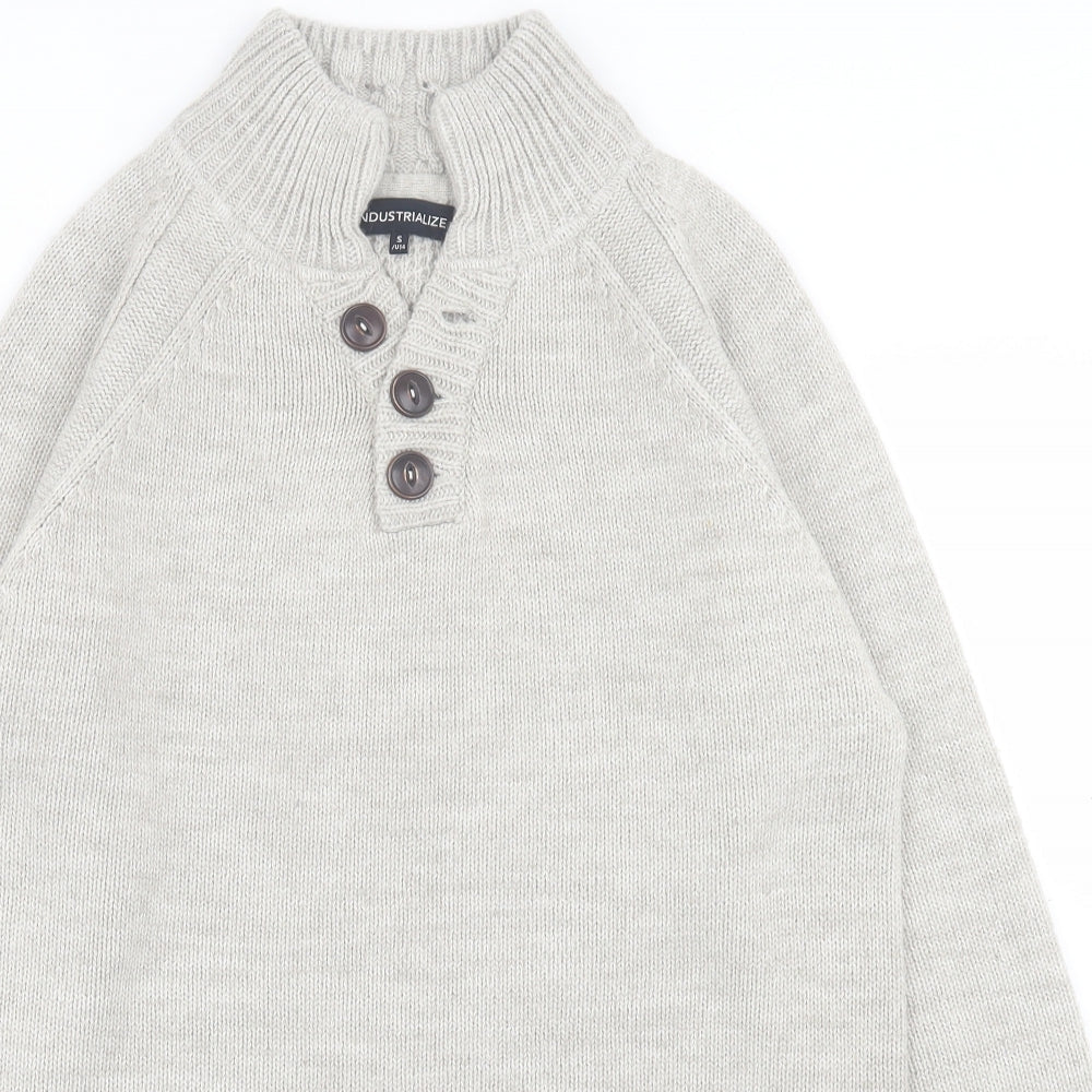 Industrialize Mens Grey High Neck  Acrylic Pullover Jumper Size S