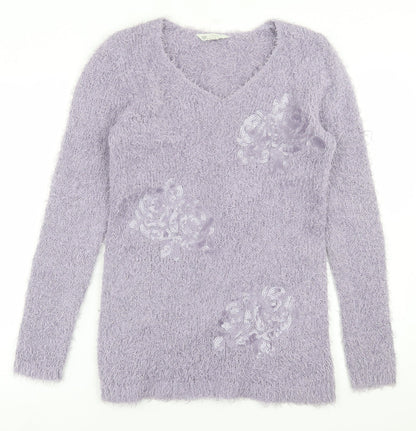 BHS Womens Purple Crew Neck  Polyester Pullover Jumper Size 12