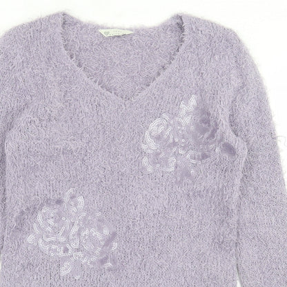 BHS Womens Purple Crew Neck  Polyester Pullover Jumper Size 12