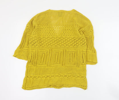 Womens UK Size S Papaya Yellow Pullover Jumper