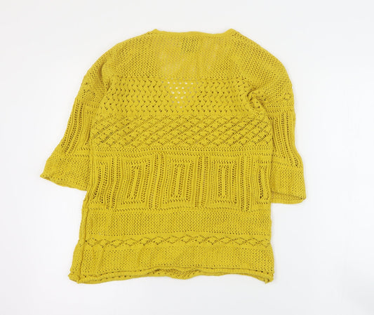 Womens UK Size S Papaya Yellow Pullover Jumper
