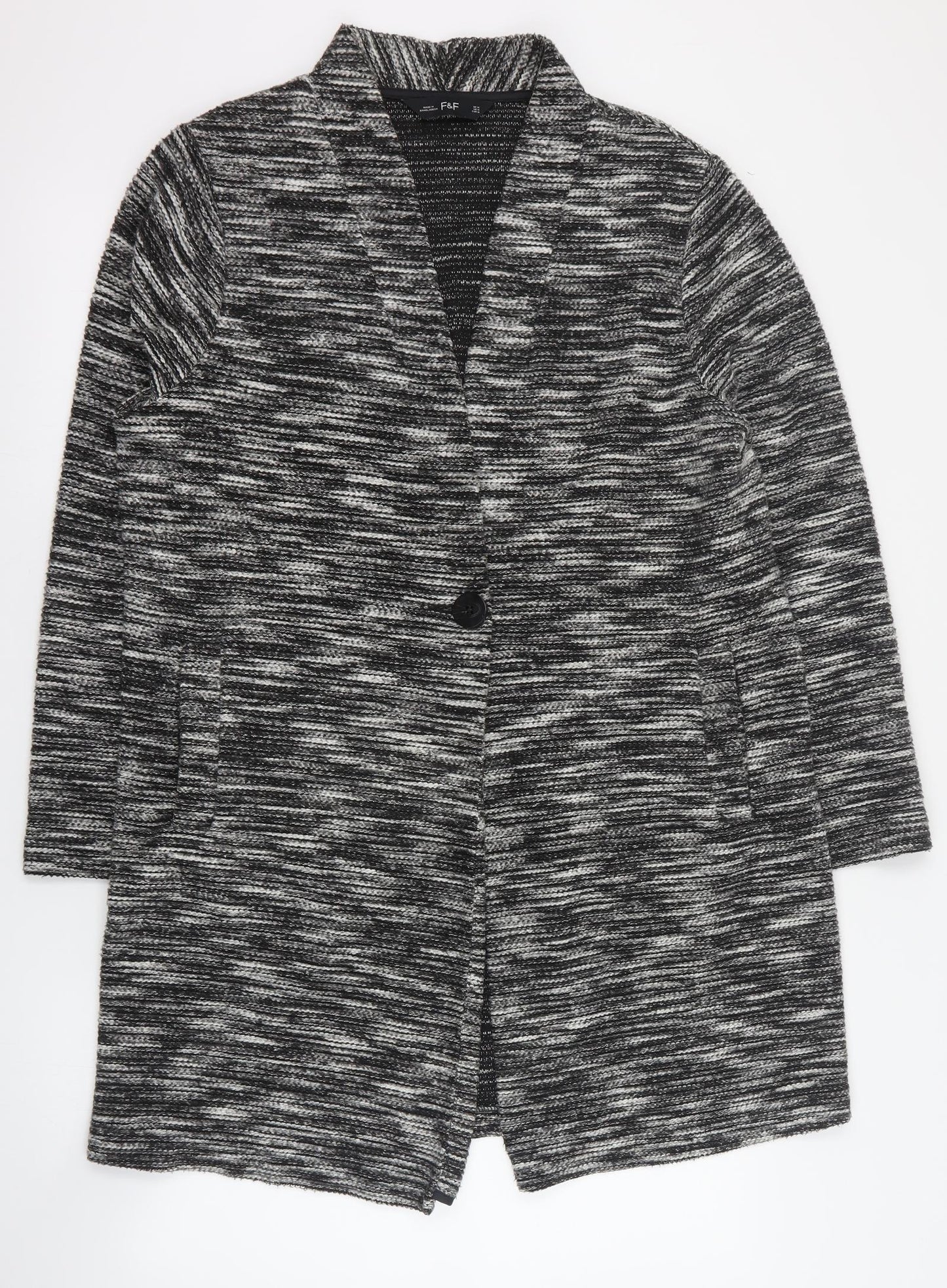 F&F Womens Grey   Overcoat Coat Size M  Button