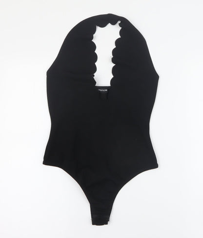 PRETTYLITTLETHING Womens Black  Polyester Bodysuit One-Piece Size 8 L10 in Snap