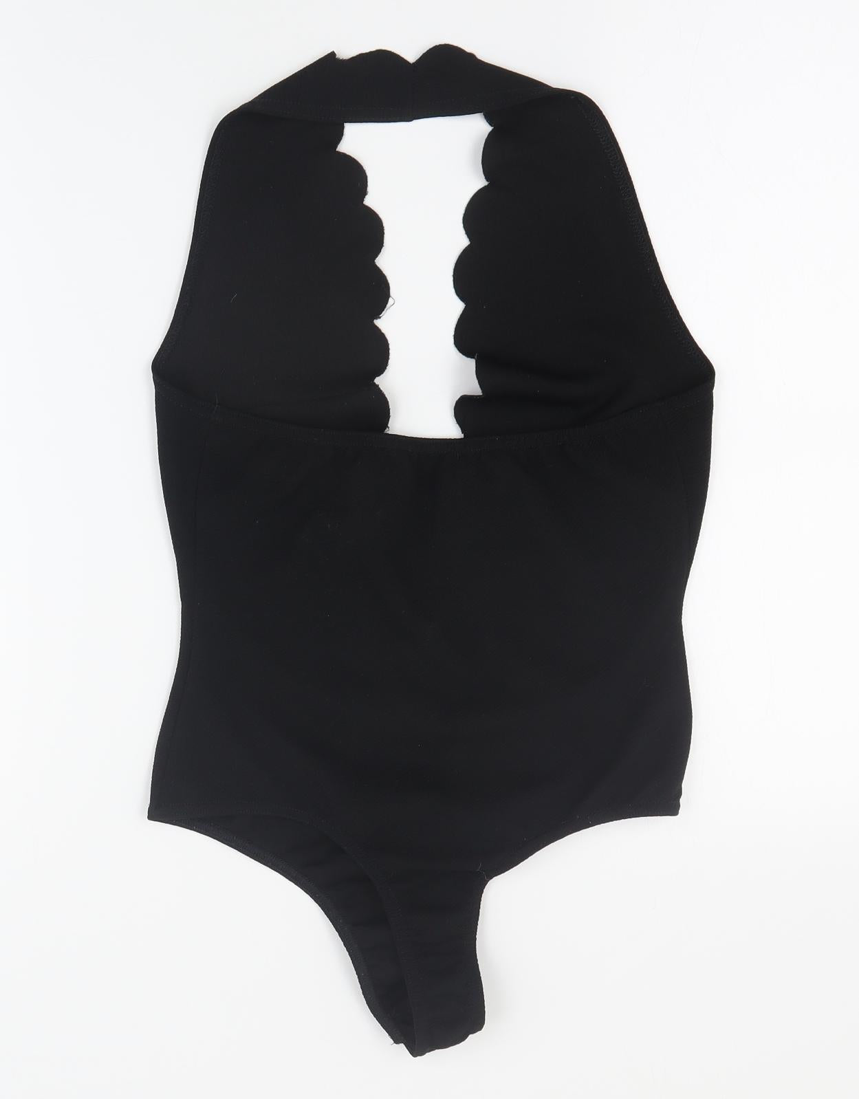 PRETTYLITTLETHING Womens Black  Polyester Bodysuit One-Piece Size 8 L10 in Snap