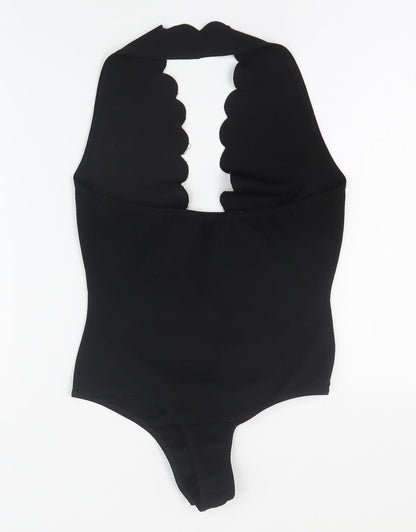 PRETTYLITTLETHING Womens Black  Polyester Bodysuit One-Piece Size 8 L10 in Snap