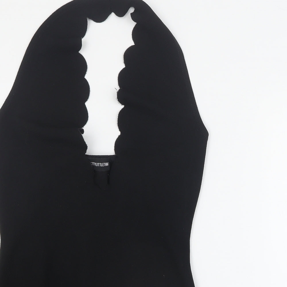 PRETTYLITTLETHING Womens Black  Polyester Bodysuit One-Piece Size 8 L10 in Snap