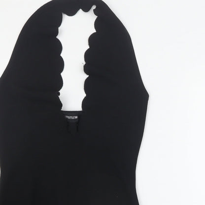 PRETTYLITTLETHING Womens Black  Polyester Bodysuit One-Piece Size 8 L10 in Snap