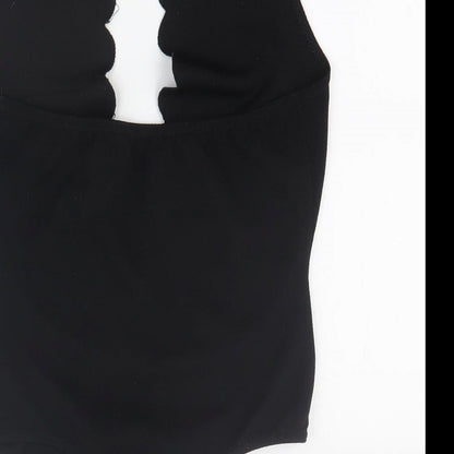 PRETTYLITTLETHING Womens Black  Polyester Bodysuit One-Piece Size 8 L10 in Snap