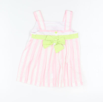 Savannah Baby White Striped Cotton A-Line  Size 18 Months  Square Neck Button