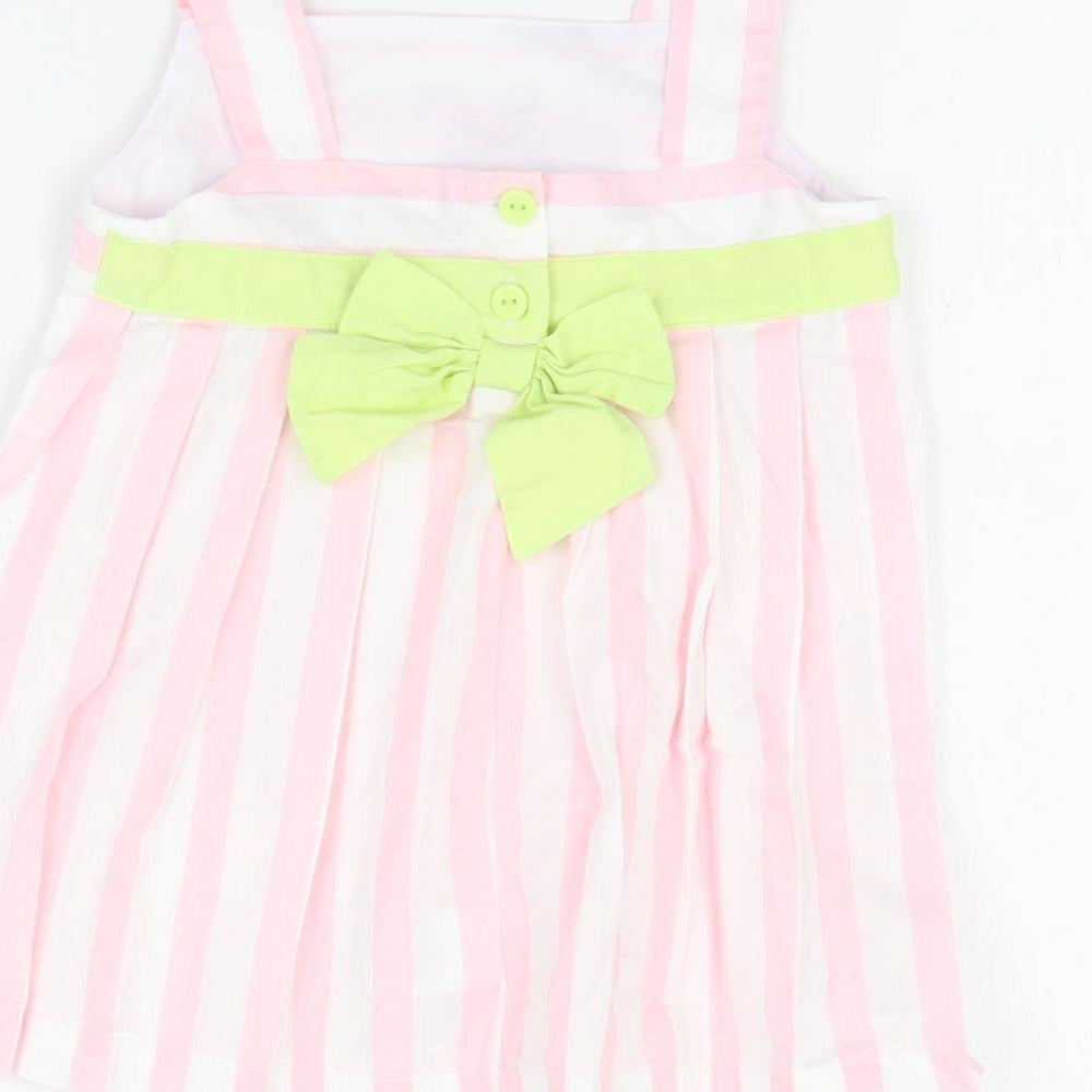 Savannah Baby White Striped Cotton A-Line  Size 18 Months  Square Neck Button