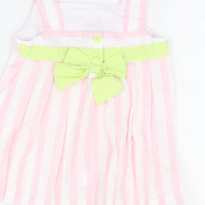 Savannah Baby White Striped Cotton A-Line  Size 18 Months  Square Neck Button