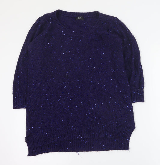 TU Womens Purple Round Neck  Polyester Pullover Jumper Size 14