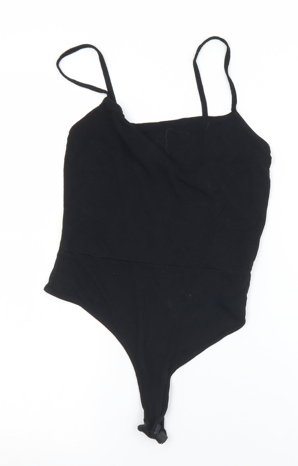 PRETTYLITTLETHING Womens Black  Viscose Bodysuit One-Piece Size 10  Snap