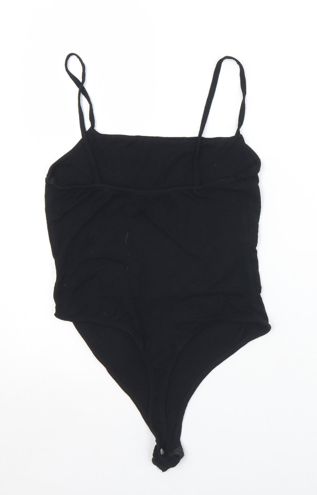 PRETTYLITTLETHING Womens Black  Viscose Bodysuit One-Piece Size 10  Snap