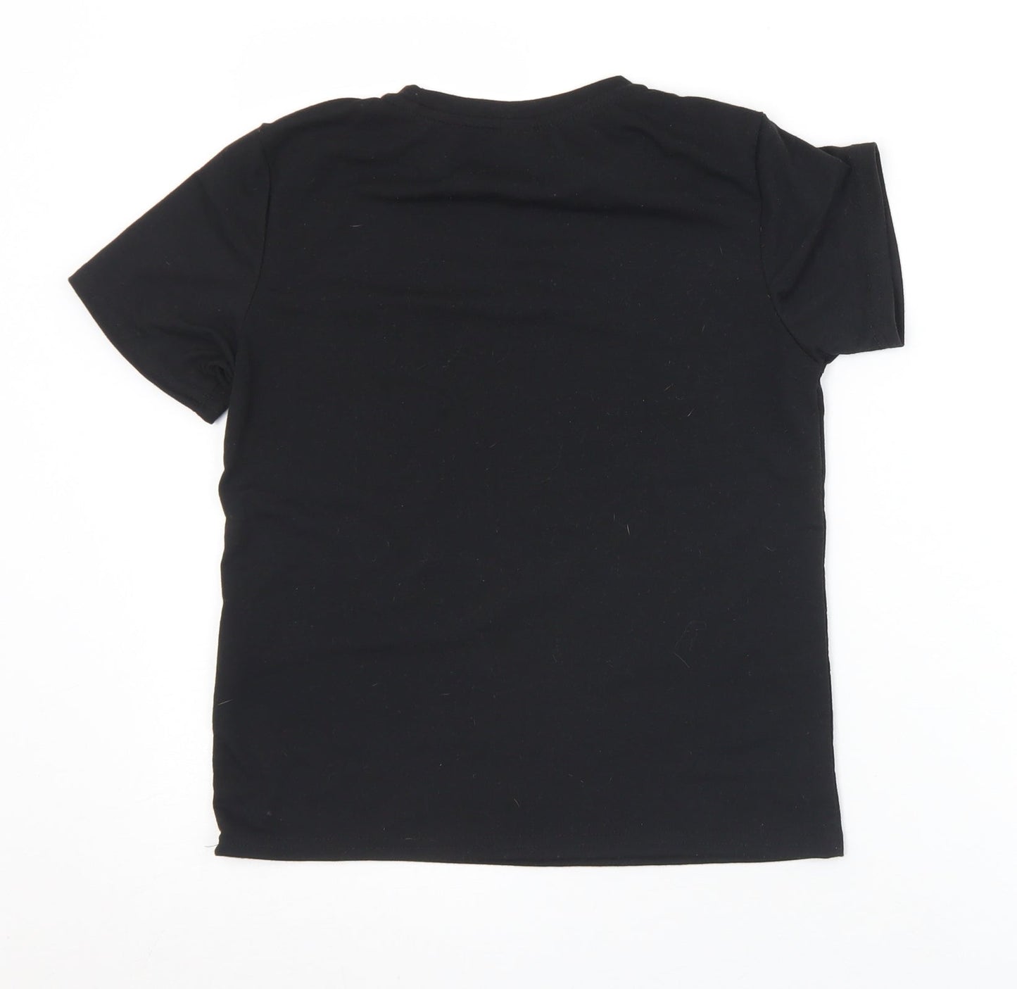 SheIn Girls Black  Polyester Basic T-Shirt Size 8 Years Crew Neck  - Christmas