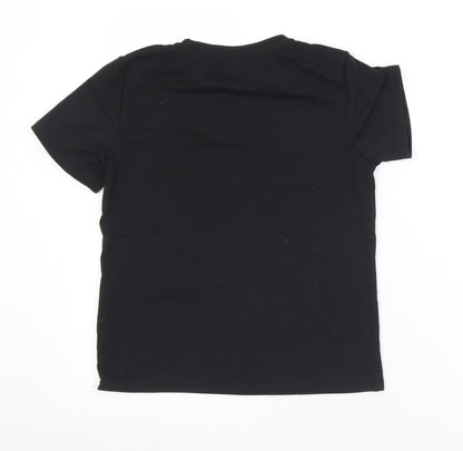 SheIn Girls Black  Polyester Basic T-Shirt Size 8 Years Crew Neck  - Christmas