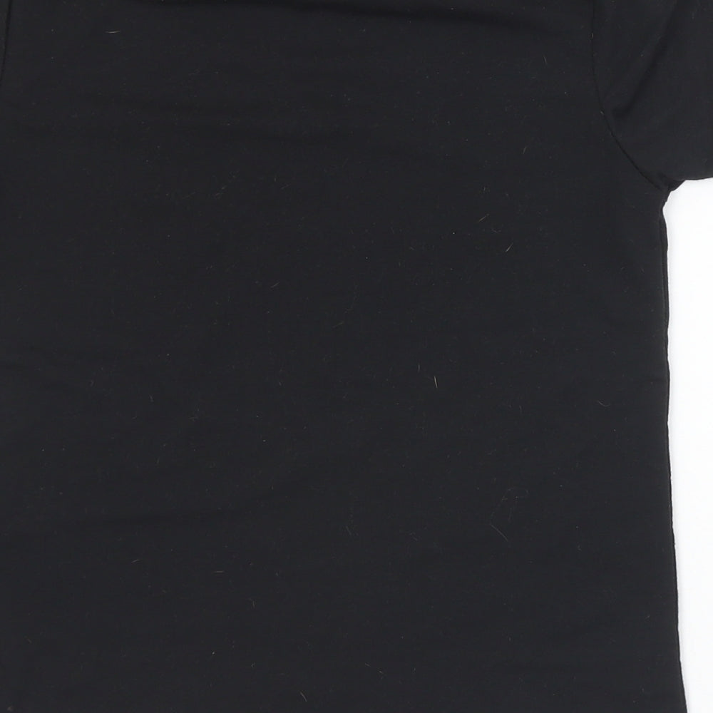 SheIn Girls Black  Polyester Basic T-Shirt Size 8 Years Crew Neck  - Christmas