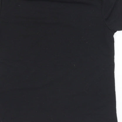 SheIn Girls Black  Polyester Basic T-Shirt Size 8 Years Crew Neck  - Christmas