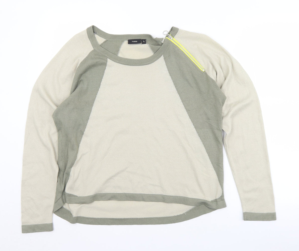Womens UK Size L Fransa Beige Pullover Jumper