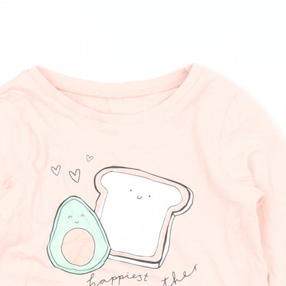 George Girls Pink  Cotton Basic T-Shirt Size 18-24 Months Crew Neck  - Avocado Toast