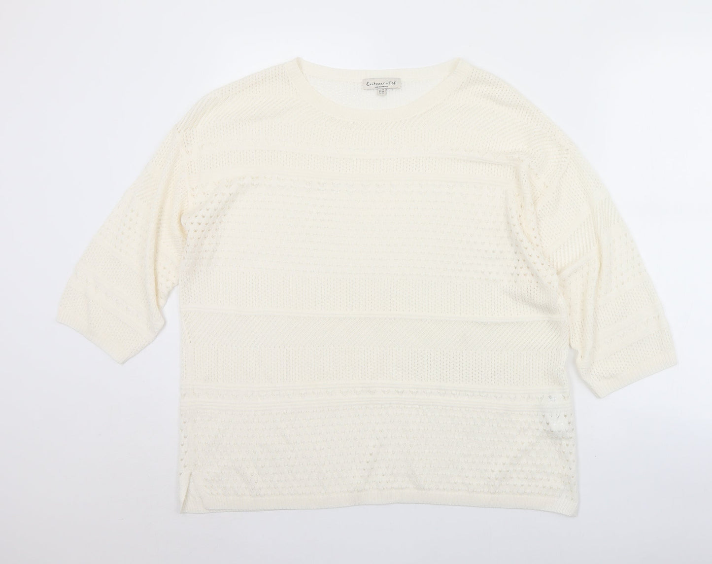 F&F Womens Ivory Crew Neck  Acrylic Pullover Jumper Size 18