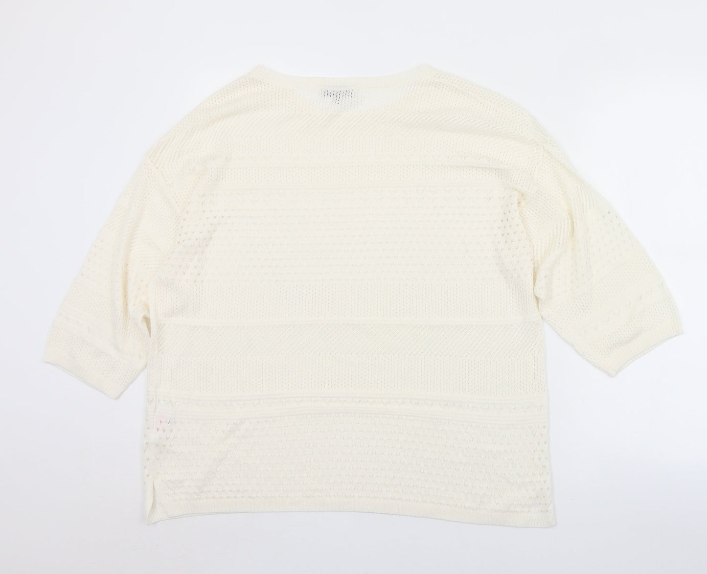 F&F Womens Ivory Crew Neck  Acrylic Pullover Jumper Size 18