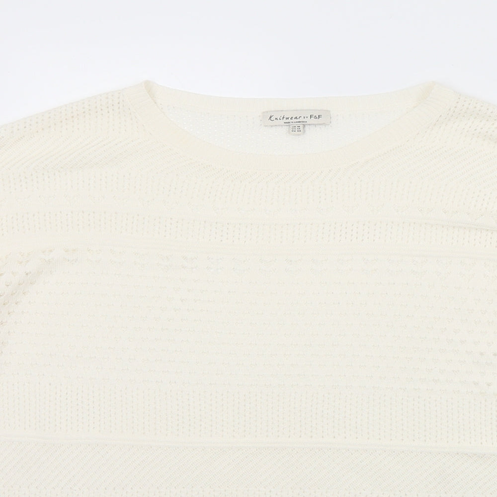 F&F Womens Ivory Crew Neck  Acrylic Pullover Jumper Size 18