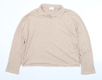 ASOS Womens Beige Collared  Viscose Pullover Jumper Size 8