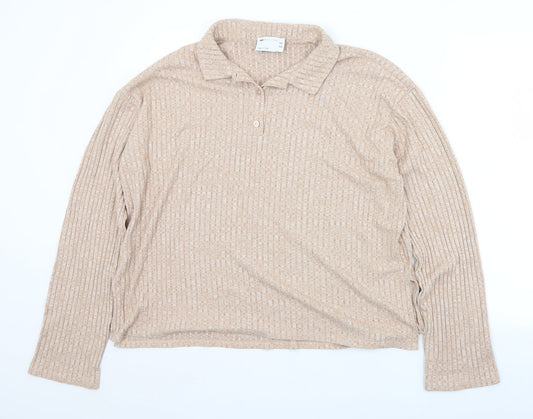 ASOS Womens Beige Collared  Viscose Pullover Jumper Size 8