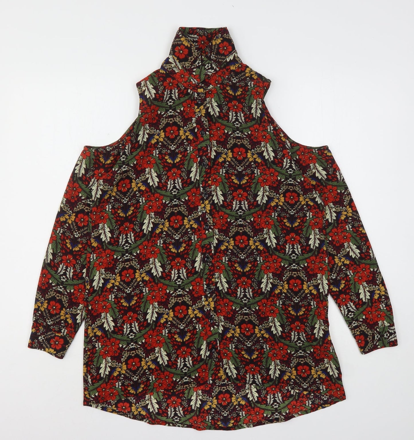 Glamorous Womens Multicoloured Floral Polyester Basic Button-Up Size 6 Collared