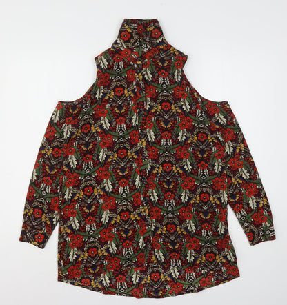 Glamorous Womens Multicoloured Floral Polyester Basic Button-Up Size 6 Collared