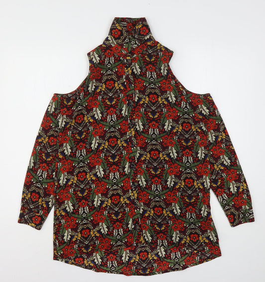Glamorous Womens Multicoloured Floral Polyester Basic Button-Up Size 6 Collared