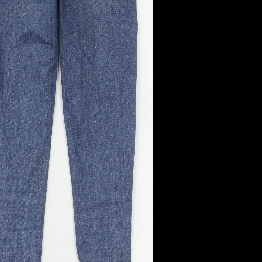 Marks and Spencer Womens Blue  Cotton Skinny Jeans Size 8 L28 in Regular