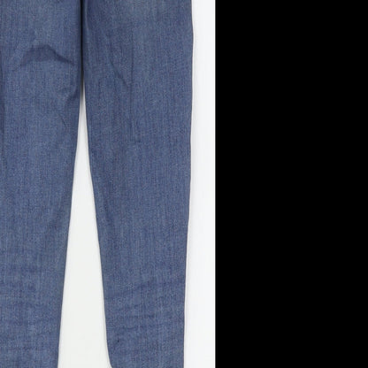 Marks and Spencer Womens Blue  Cotton Skinny Jeans Size 8 L28 in Regular