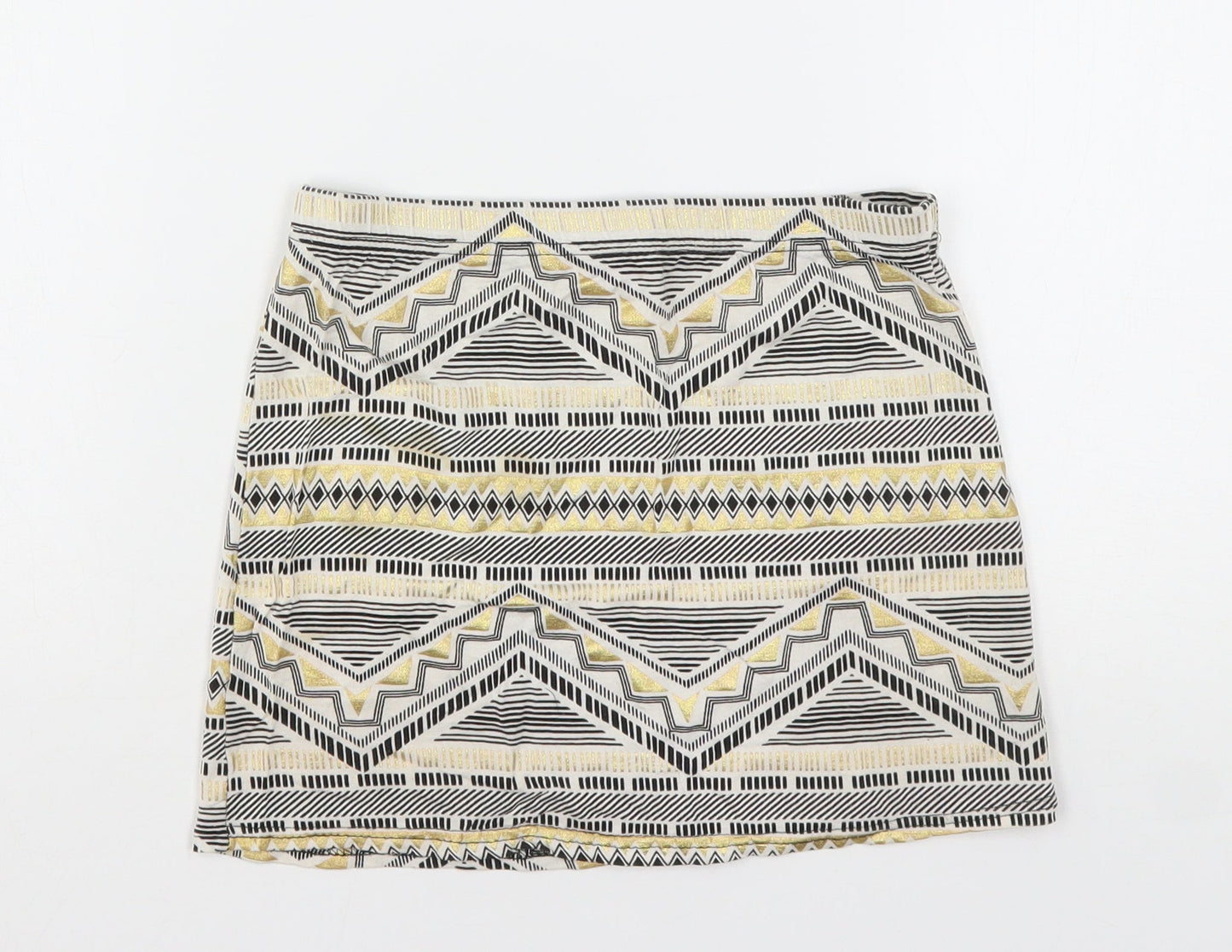 Boohoo Womens Multicoloured Geometric Viscose Mini Skirt Size 8