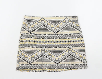 Boohoo Womens Multicoloured Geometric Viscose Mini Skirt Size 8