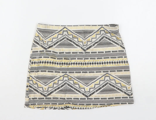 Boohoo Womens Multicoloured Geometric Viscose Mini Skirt Size 8