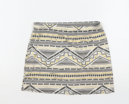 Boohoo Womens Multicoloured Geometric Viscose Mini Skirt Size 8