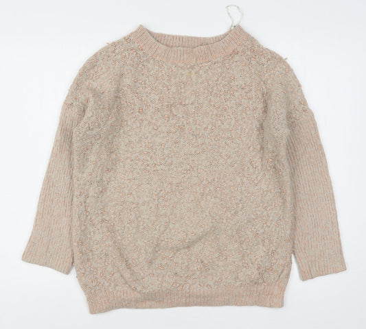 Peacocks Womens Pink Round Neck  Polyester Pullover Jumper Size M