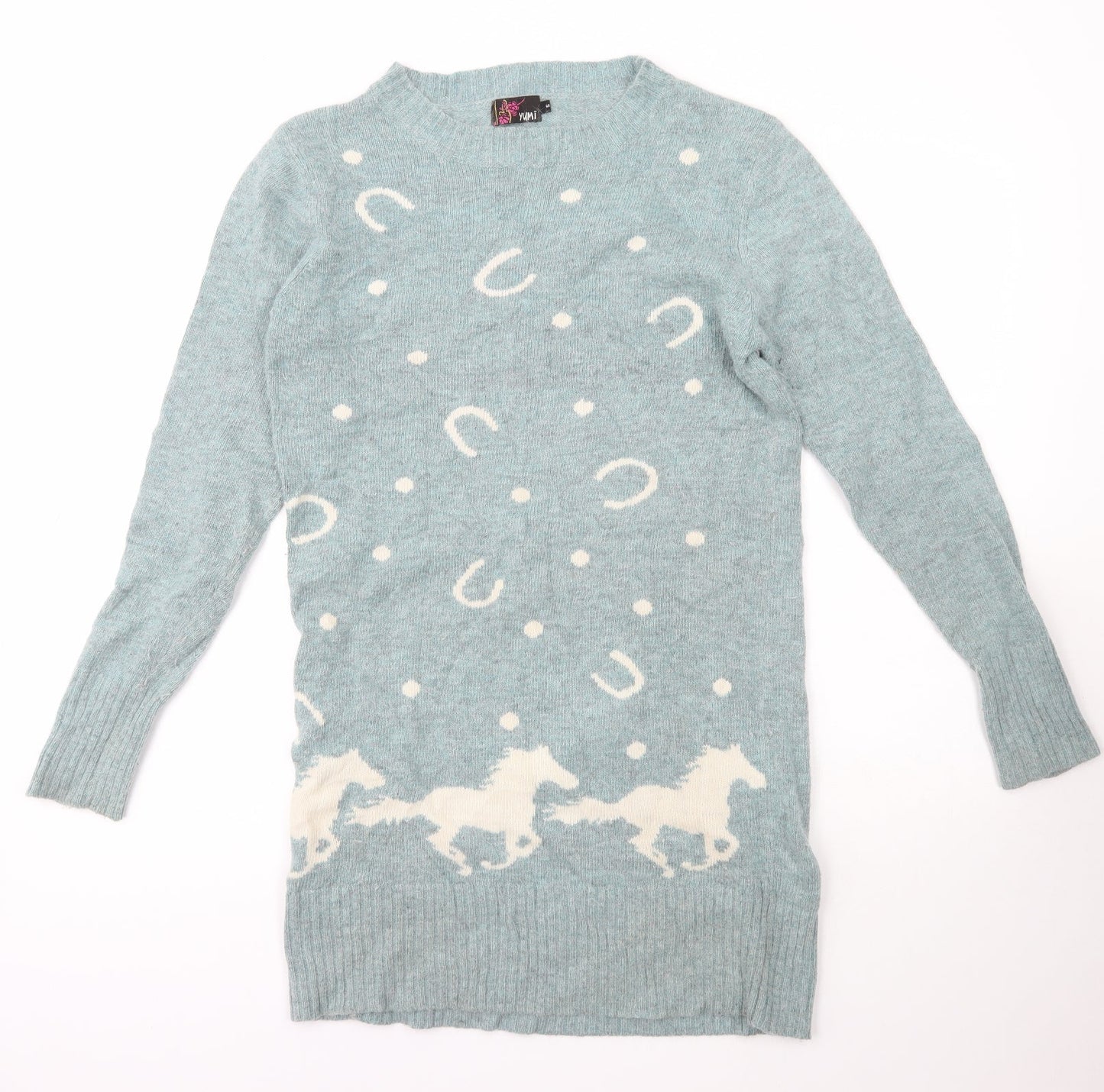 Womens UK Size S Yumi Blue Pullover Jumper