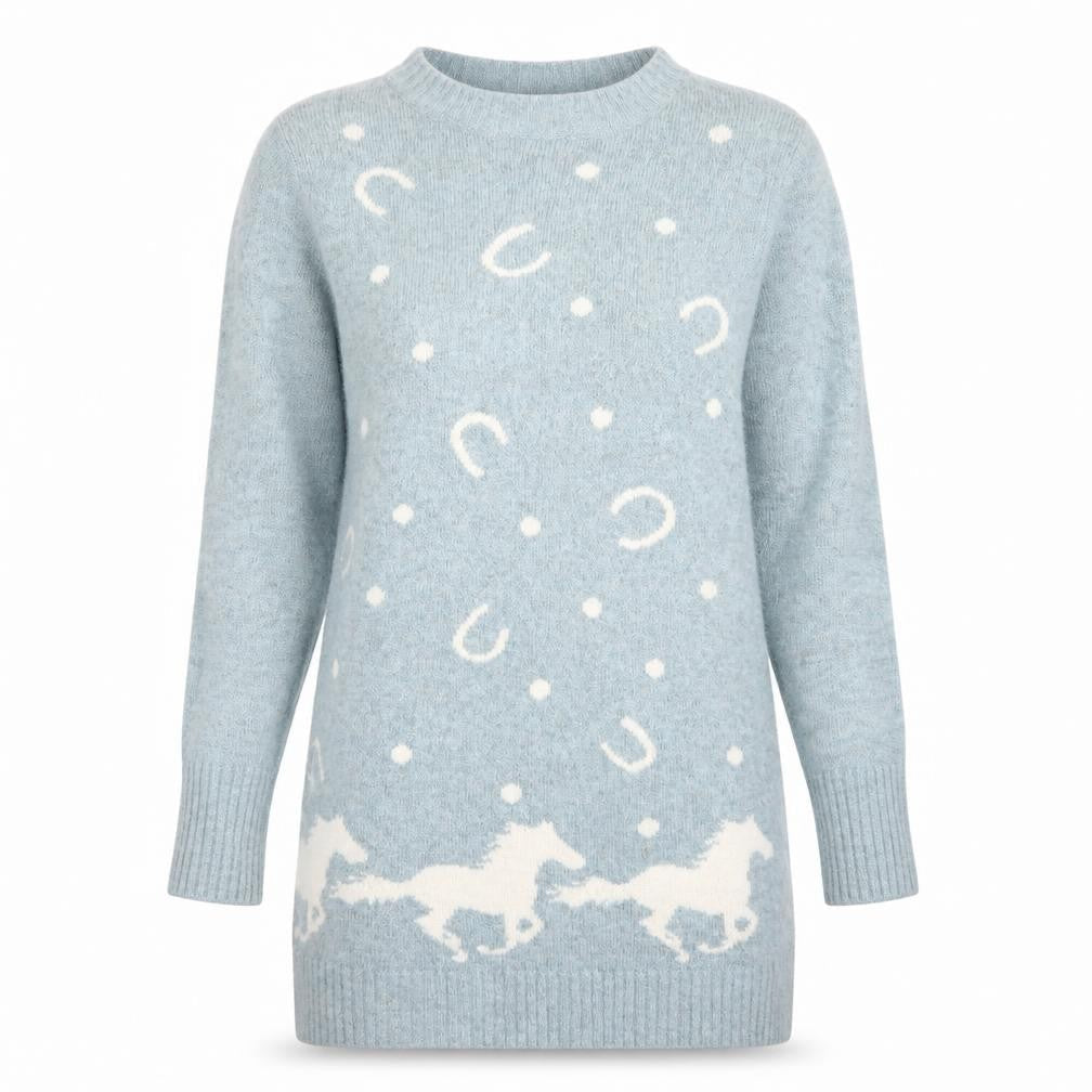 Womens UK Size S Yumi Blue Pullover Jumper