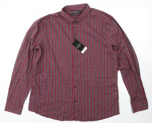 Mens UK Size 2XL Peacocks Red  Button-Up Long Sleeve Casual Shirt