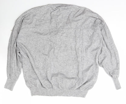 Jubylee Womens Grey V-Neck  Viscose Pullover Jumper Size M
