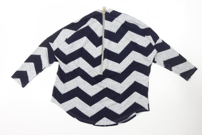 Bonmarché Womens Blue Striped Polyester Full Zip Sweatshirt Size XS  Zip