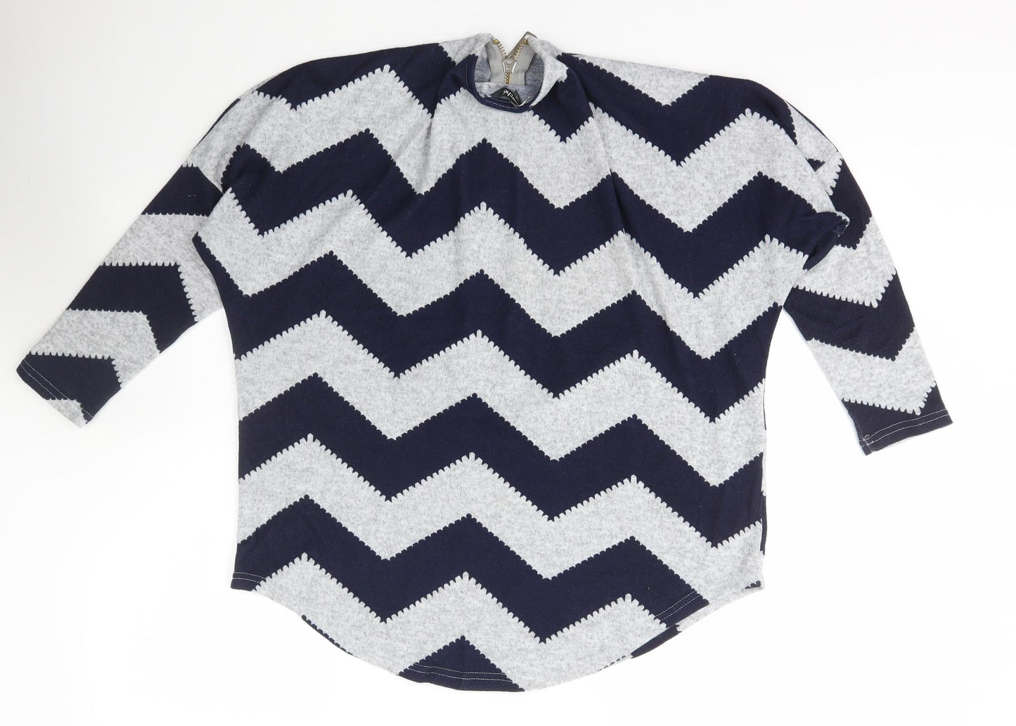 Bonmarché Womens Blue Striped Polyester Full Zip Sweatshirt Size XS  Zip