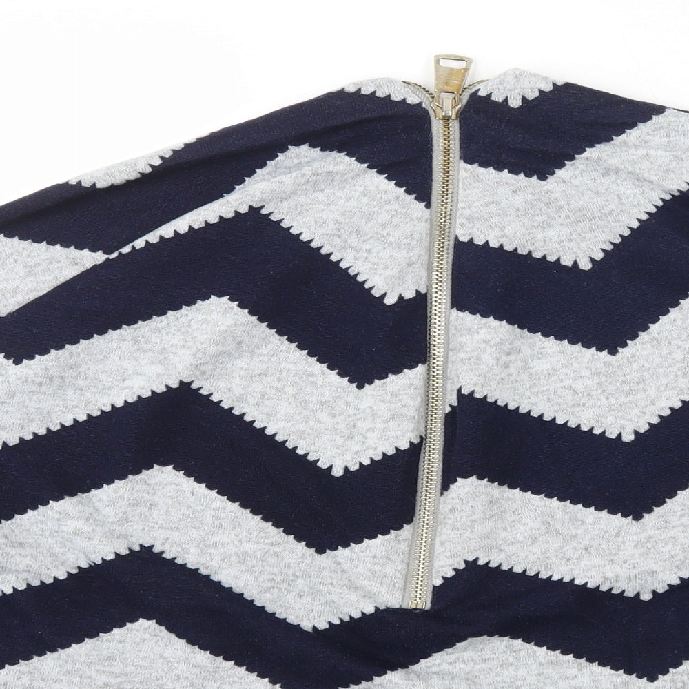 Bonmarché Womens Blue Striped Polyester Full Zip Sweatshirt Size XS  Zip